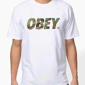 OBEY WHITE AND CAMO SHIRT MEDIUM MENS